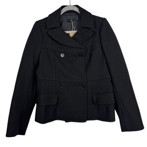 +J Uniqlo Black Wool Blend Peacoat  Size Medium NWT
